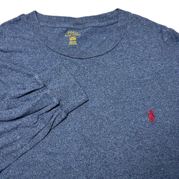 Polo Ralph Lauren Long Sleeve T-Shirt Men’s XLT Heathered Blue Tall‎ Fit Preppy - Picture 1 of 5